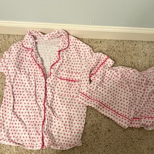 Amazon Kids Pajama Set with Red Heart Pattern